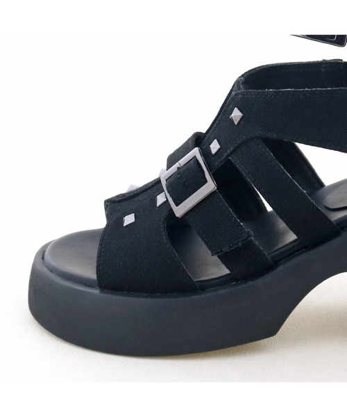 byあしながおじさん（バイアシナガオジサン）の「軽量│厚底グラディエーターサンダル　8710569（サンダル・レディース・ブラック系その他/ラベンダー/ブラック・L/S/M/LL）」の13枚目の写真