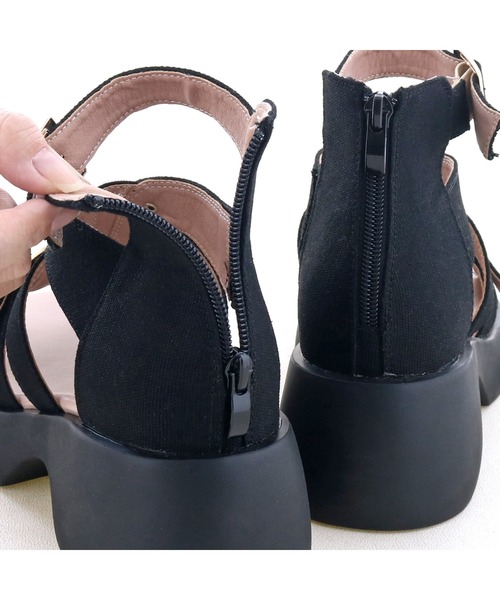 byあしながおじさん（バイアシナガオジサン）の「軽量│厚底グラディエーターサンダル　8710569（サンダル・レディース・ブラック系その他/ラベンダー/ブラック・L/S/M/LL）」の22枚目の写真