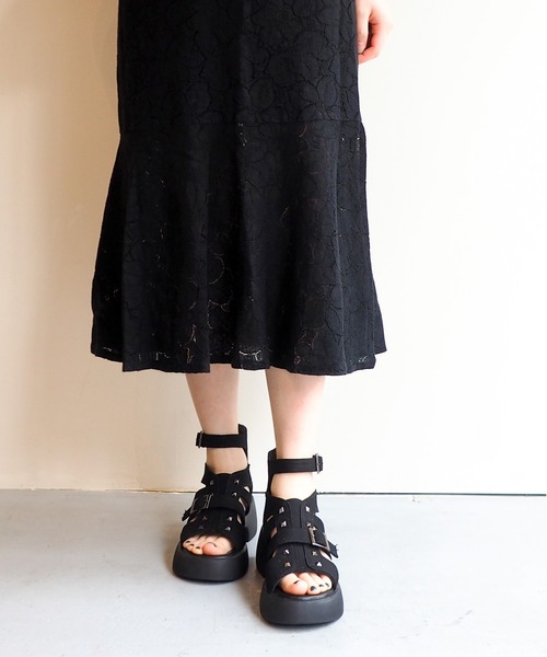 byあしながおじさん（バイアシナガオジサン）の「軽量│厚底グラディエーターサンダル　8710569（サンダル・レディース・ブラック系その他/ラベンダー/ブラック・L/S/M/LL）」の10枚目の写真