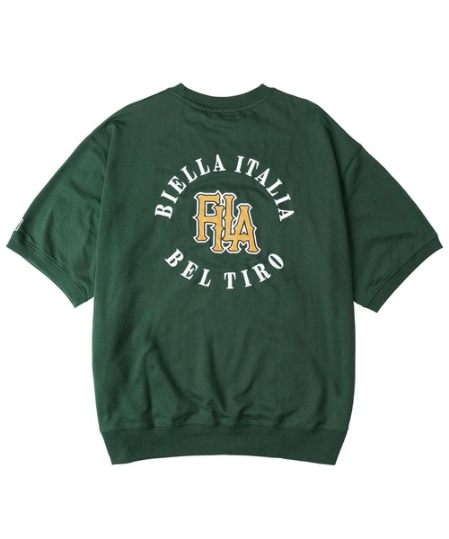 FILA（フィラ）の「FILA フィラ ブランド デザインロゴ ワッペン 刺繍 バックプリント ミニ裏毛 半袖 スウェット プルオーバー トレーナー（スウェット・メンズ・グリーン/ネイビー/グレー系/ブラック・LL/L/M）」の6枚目の写真