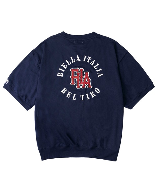 FILA（フィラ）の「FILA フィラ ブランド デザインロゴ ワッペン 刺繍 バックプリント ミニ裏毛 半袖 スウェット プルオーバー トレーナー（スウェット・メンズ・グリーン/ネイビー/グレー系/ブラック・LL/L/M）」の7枚目の写真