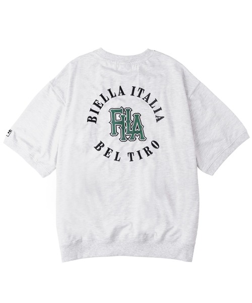 FILA（フィラ）の「FILA フィラ ブランド デザインロゴ ワッペン 刺繍 バックプリント ミニ裏毛 半袖 スウェット プルオーバー トレーナー（スウェット・メンズ・グリーン/ネイビー/グレー系/ブラック・LL/L/M）」の5枚目の写真