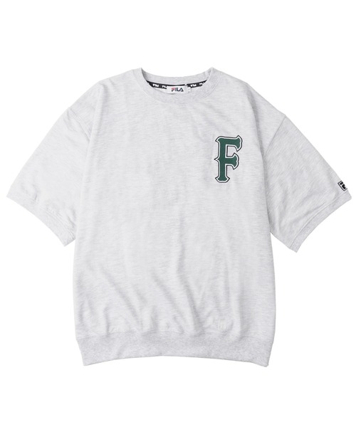 FILA（フィラ）の「FILA フィラ ブランド デザインロゴ ワッペン 刺繍 バックプリント ミニ裏毛 半袖 スウェット プルオーバー トレーナー（スウェット・メンズ・グリーン/ネイビー/グレー系/ブラック・LL/L/M）」の13枚目の写真