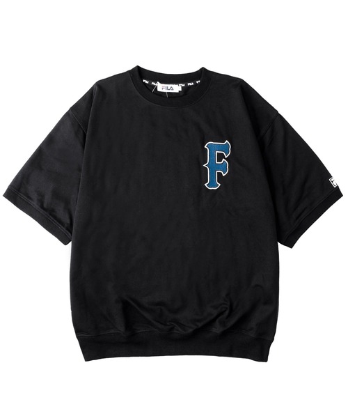 FILA（フィラ）の「FILA フィラ ブランド デザインロゴ ワッペン 刺繍 バックプリント ミニ裏毛 半袖 スウェット プルオーバー トレーナー（スウェット・メンズ・グリーン/ネイビー/グレー系/ブラック・LL/L/M）」の9枚目の写真