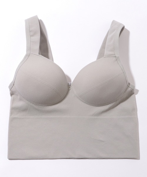 Lace Ladies(レースレディース)の「ソリッドカラー カップ一体型 コンパクト ベーシック ハーフトップ(キャミソール・レディース・グレー/ブラック/ホワイト・FREE)」の6枚目の写真