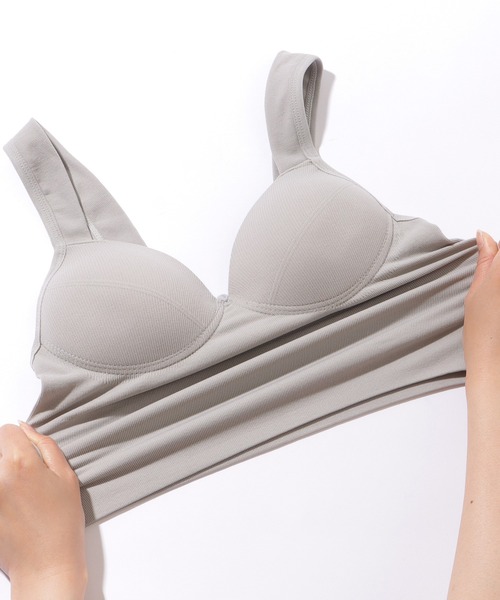 Lace Ladies(レースレディース)の「ソリッドカラー カップ一体型 コンパクト ベーシック ハーフトップ(キャミソール・レディース・グレー/ブラック/ホワイト・FREE)」の10枚目の写真