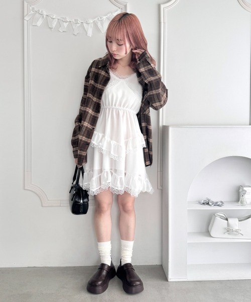 Loueme（ルエム）の「ランジェリーライクキャミワンピース（ワンピース・レディース・ブラック/ホワイト・FREE）」の8枚目の写真