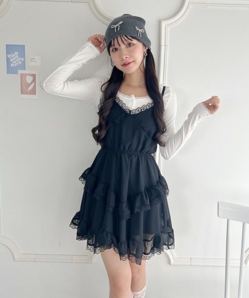 Loueme（ルエム）の「ランジェリーライクキャミワンピース（ワンピース・レディース・ブラック/ホワイト・FREE）」の6枚目の写真