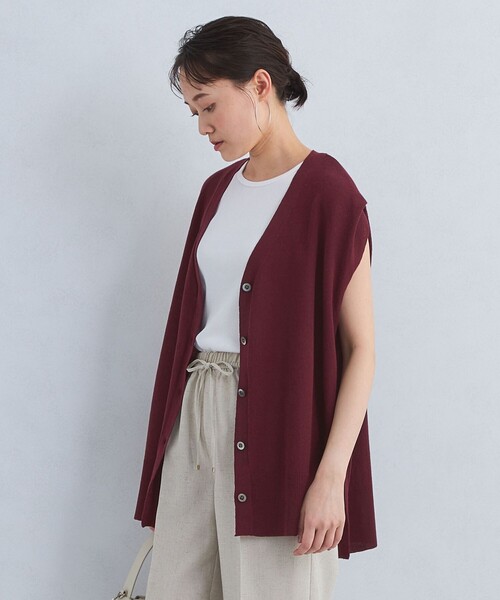 green label relaxing(グリーンレーベルリラクシング)の「フォルム シアー ジレ ベスト -ウォッシャブル-(ベスト・レディース・ワインレッド/ブラック/オフホワイト・FREE)」の3枚目の写真