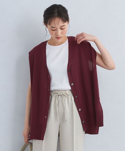 green label relaxing(グリーンレーベルリラクシング)の「フォルム シアー ジレ ベスト -ウォッシャブル-(ベスト・レディース・ワインレッド/ブラック/オフホワイト・FREE)」の5枚目の写真
