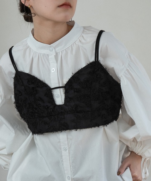 lawgy（ラウジー）の「center line fringe bustier / センターラインフリンジビスチェ（ベスト・レディース・アイボリー/ブラック・FREE）」の9枚目の写真