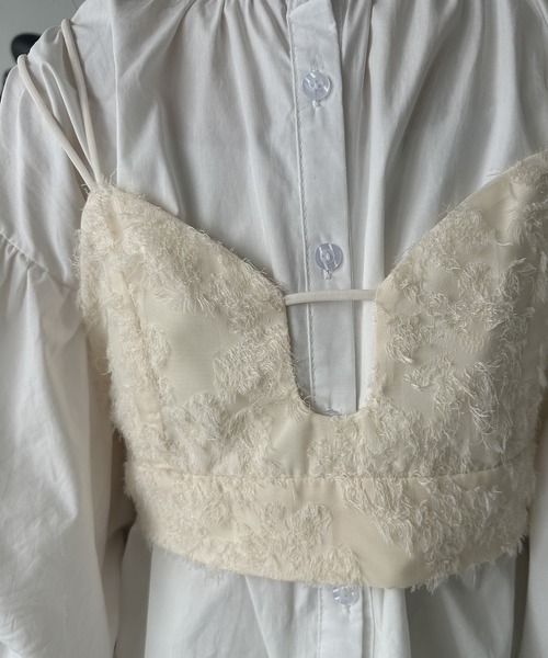 lawgy（ラウジー）の「center line fringe bustier / センターラインフリンジビスチェ（ベスト・レディース・アイボリー/ブラック・FREE）」の7枚目の写真