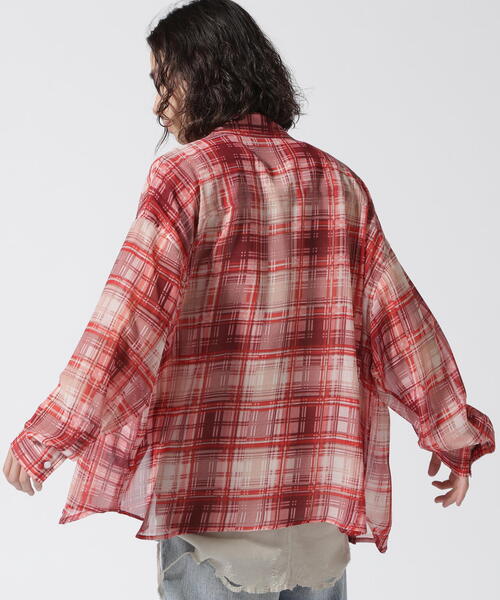 WHITELAND（ホワイトランド）の「WHITELAND/ホワイトランド/SIFFON CHECK SHIRTS（シャツ/ブラウス・メンズ・レッド/モスグリーン・F）」の10枚目の写真