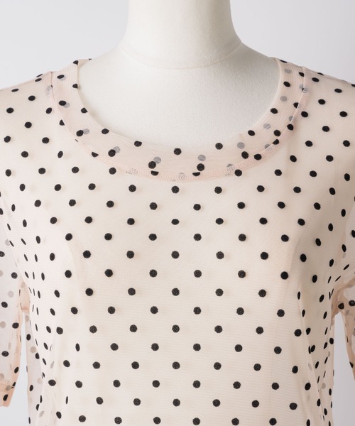 VIOLETTA（ヴィオレッタ）の「ドットチュールTシャツ（Tシャツ/カットソー・レディース・ベージュ/ブラック・FREE）」の12枚目の写真