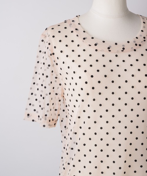 VIOLETTA（ヴィオレッタ）の「ドットチュールTシャツ（Tシャツ/カットソー・レディース・ベージュ/ブラック・FREE）」の13枚目の写真