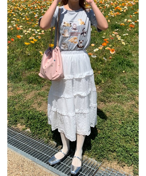 suzie angel（スージー エンジェル）の「ティアード フリル ロングスカート（スカート・レディース・ホワイト・L/M）」の10枚目の写真