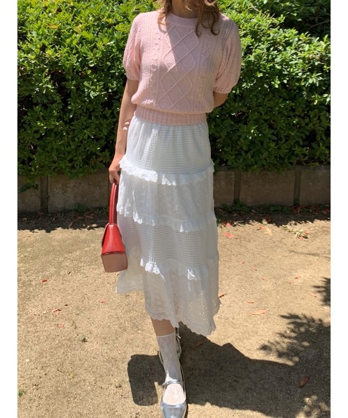 suzie angel（スージー エンジェル）の「ティアード フリル ロングスカート（スカート・レディース・ホワイト・L/M）」の16枚目の写真