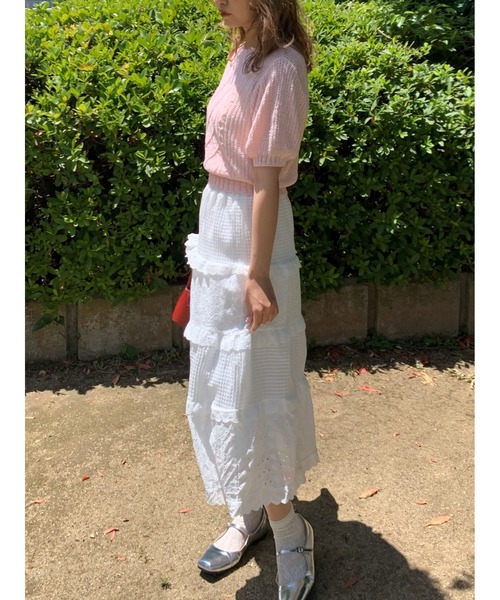 suzie angel（スージー エンジェル）の「ティアード フリル ロングスカート（スカート・レディース・ホワイト・L/M）」の22枚目の写真