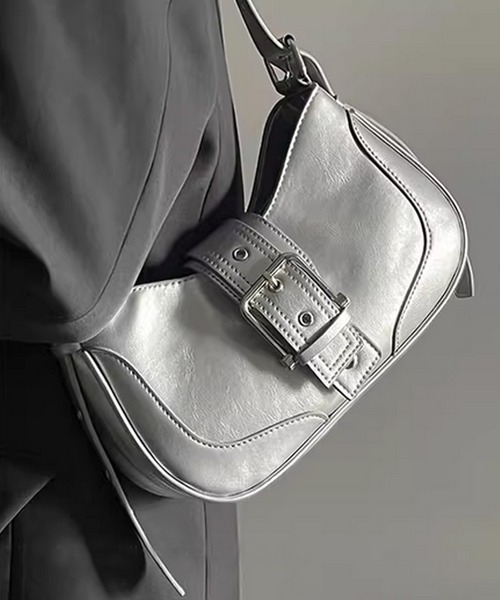 ショルダーバッグ メタルバックル 高級コンパクトデザイン Metal Buckle Shoulder Bag/Tote Bag/メタルバックル合皮