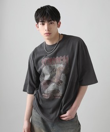 Buyer's Select/天竺ピグメントブリントクルーネック半袖Tシャツ/ワシモチーフプリント