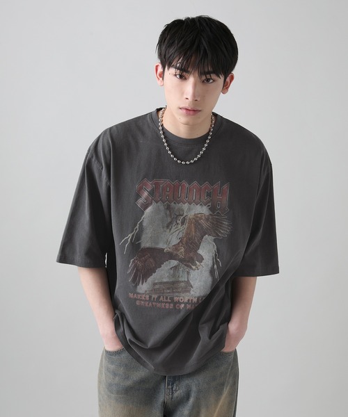 MSG(エムエスジー)の「Buyer's Select/天竺ピグメントブリントクルーネック半袖Tシャツ/ワシモチーフプリント(Tシャツ/カットソー・メンズ・ブラック/ブラウン系・M/L)」の5枚目の写真