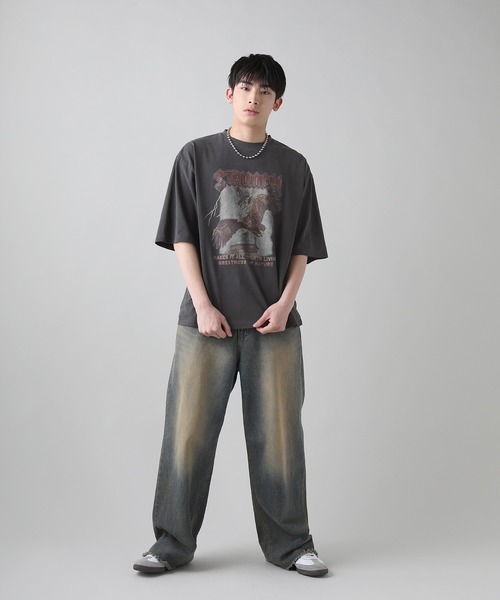 MSG(エムエスジー)の「Buyer's Select/天竺ピグメントブリントクルーネック半袖Tシャツ/ワシモチーフプリント(Tシャツ/カットソー・メンズ・ブラック/ブラウン系・M/L)」の7枚目の写真