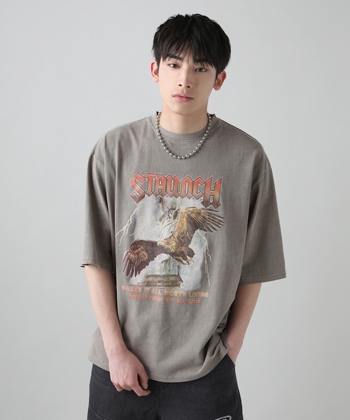 MSG(エムエスジー)の「Buyer's Select/天竺ピグメントブリントクルーネック半袖Tシャツ/ワシモチーフプリント(Tシャツ/カットソー・メンズ・ブラック/ブラウン系・M/L)」の11枚目の写真