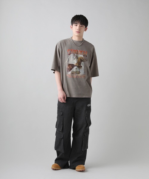 MSG(エムエスジー)の「Buyer's Select/天竺ピグメントブリントクルーネック半袖Tシャツ/ワシモチーフプリント(Tシャツ/カットソー・メンズ・ブラック/ブラウン系・M/L)」の12枚目の写真