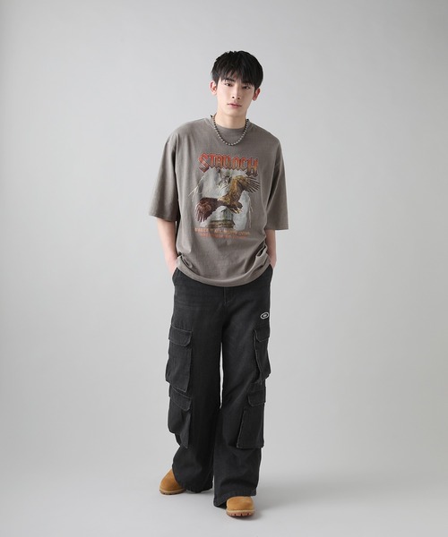 MSG(エムエスジー)の「Buyer's Select/天竺ピグメントブリントクルーネック半袖Tシャツ/ワシモチーフプリント(Tシャツ/カットソー・メンズ・ブラック/ブラウン系・M/L)」の14枚目の写真