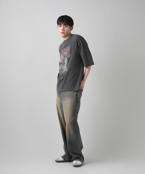 MSG(エムエスジー)の「Buyer's Select/天竺ピグメントブリントクルーネック半袖Tシャツ/ワシモチーフプリント(Tシャツ/カットソー・メンズ・ブラック/ブラウン系・M/L)」の8枚目の写真