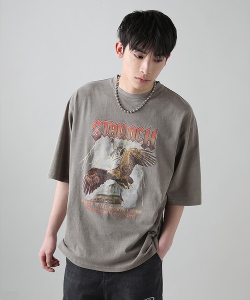 MSG(エムエスジー)の「Buyer's Select/天竺ピグメントブリントクルーネック半袖Tシャツ/ワシモチーフプリント(Tシャツ/カットソー・メンズ・ブラック/ブラウン系・M/L)」の10枚目の写真