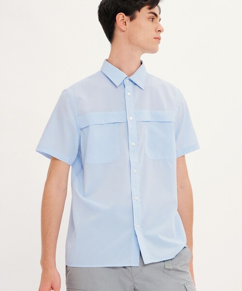 AIGLE（エーグル）の「吸水速乾 抗菌防臭加工 ユーティリティ半袖シャツ RP（シャツ/ブラウス・メンズ・ライトブルー/ホワイト/ネイビー・L/S/M/XL）」の3枚目の写真
