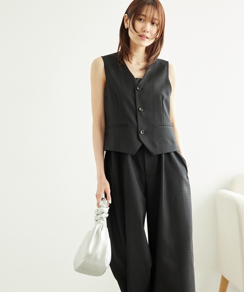 ROPE' PICNIC（ロペピクニック）の「シャークスキンジレベスト/セットアップ対応（ベスト・レディース・ブラック系その他/チャコールグレー・38）」の3枚目の写真