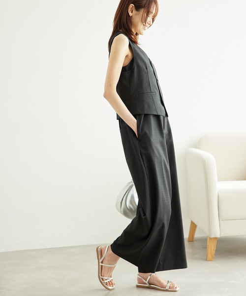 ROPE' PICNIC（ロペピクニック）の「シャークスキンジレベスト/セットアップ対応（ベスト・レディース・ブラック系その他/チャコールグレー・38）」の5枚目の写真