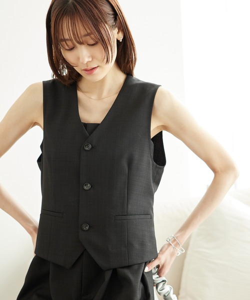 ROPE' PICNIC（ロペピクニック）の「シャークスキンジレベスト/セットアップ対応（ベスト・レディース・ブラック系その他/チャコールグレー・38）」の8枚目の写真