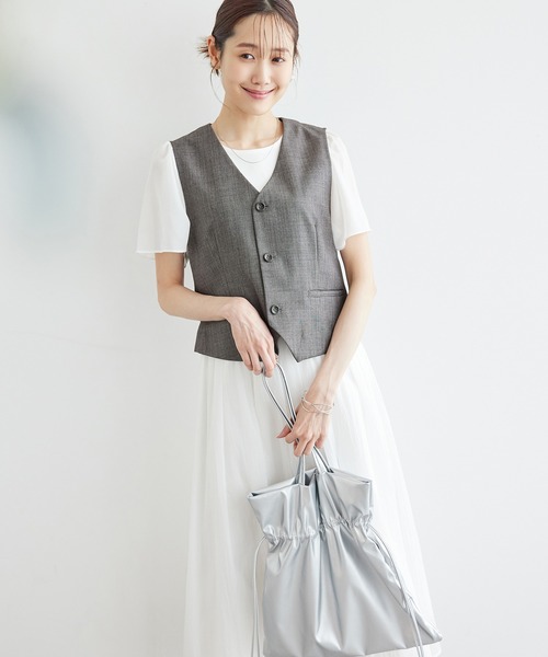 ROPE' PICNIC（ロペピクニック）の「シャークスキンジレベスト/セットアップ対応（ベスト・レディース・ブラック系その他/チャコールグレー・38）」の18枚目の写真