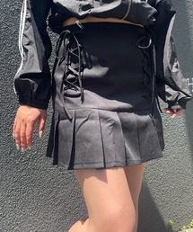 編み上げリボンプリーツミニスカート