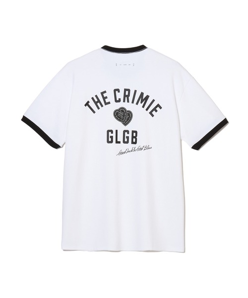 【セール】MOTO W BLACK HEART SHORT SLEEVE T SHIRT / 袖配色 Wハート プリント Tシャツ（Tシャツ/カットソー）｜CRIMIE（クライミー）