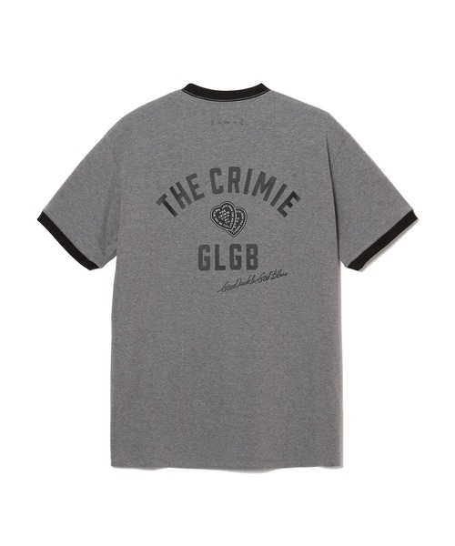 【セール】MOTO W BLACK HEART SHORT SLEEVE T SHIRT / 袖配色 Wハート プリント Tシャツ（Tシャツ/カットソー）｜CRIMIE（クライミー）