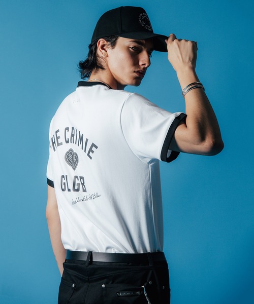 【セール】MOTO W BLACK HEART SHORT SLEEVE T SHIRT / 袖配色 Wハート プリント Tシャツ（Tシャツ/カットソー）｜CRIMIE（クライミー）