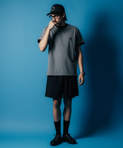 【セール】MOTO W BLACK HEART SHORT SLEEVE T SHIRT / 袖配色 Wハート プリント Tシャツ（Tシャツ/カットソー）｜CRIMIE（クライミー）