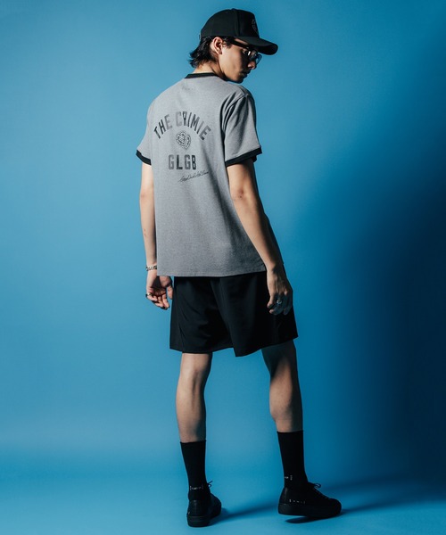 【セール】MOTO W BLACK HEART SHORT SLEEVE T SHIRT / 袖配色 Wハート プリント Tシャツ（Tシャツ/カットソー）｜CRIMIE（クライミー）