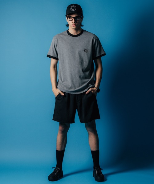 【セール】MOTO W BLACK HEART SHORT SLEEVE T SHIRT / 袖配色 Wハート プリント Tシャツ（Tシャツ/カットソー）｜CRIMIE（クライミー）