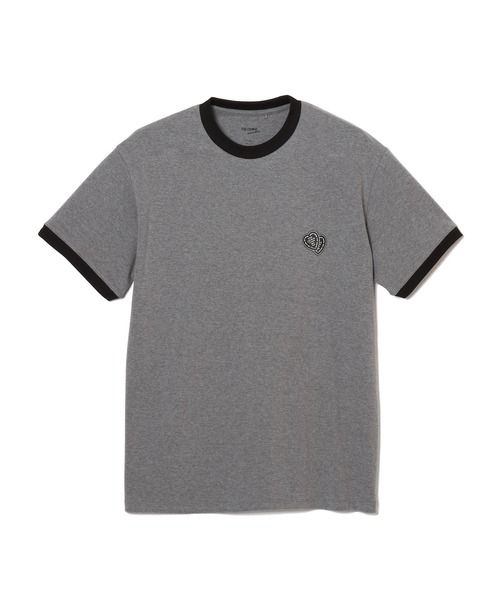 【セール】MOTO W BLACK HEART SHORT SLEEVE T SHIRT / 袖配色 Wハート プリント Tシャツ（Tシャツ/カットソー）｜CRIMIE（クライミー）