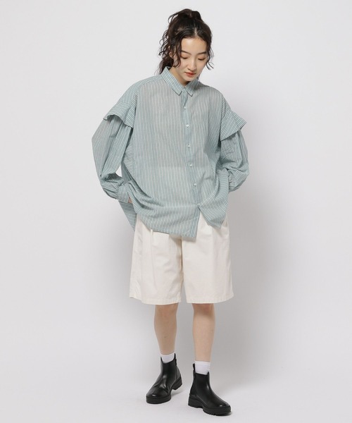 niko and...（ニコアンド）の「プレミアムローンワイドシャツ（シャツ/ブラウス・レディース・パープル/グリーン/ホワイト/グレー・LONG/SHORT）」の16枚目の写真