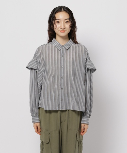 niko and...（ニコアンド）の「プレミアムローンワイドシャツ（シャツ/ブラウス・レディース・パープル/グリーン/ホワイト/グレー・LONG/SHORT）」の6枚目の写真