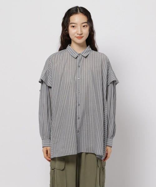 niko and...（ニコアンド）の「プレミアムローンワイドシャツ（シャツ/ブラウス・レディース・パープル/グリーン/ホワイト/グレー・LONG/SHORT）」の21枚目の写真