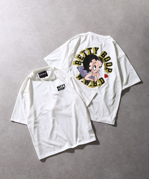 BETTY BOOP(ベティ・ブープ)の「【BETTY BOOP】 ハーフスリーブ ビッグシルエット バックプリント Tシャツ(Tシャツ/カットソー・レディース・オートミール/ホワイト/ダークグリーン/ブラック・MEDIUM/LARGE/X-LARGE)」の2枚目の写真