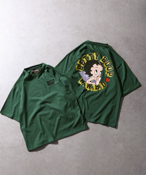 BETTY BOOP(ベティ・ブープ)の「【BETTY BOOP】 ハーフスリーブ ビッグシルエット バックプリント Tシャツ(Tシャツ/カットソー・レディース・オートミール/ホワイト/ダークグリーン/ブラック・MEDIUM/LARGE/X-LARGE)」の4枚目の写真
