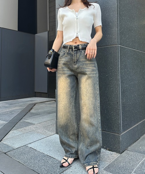 セール】【お気に入り1.4万突破/低身長/高身長サイズ】ラインストーン